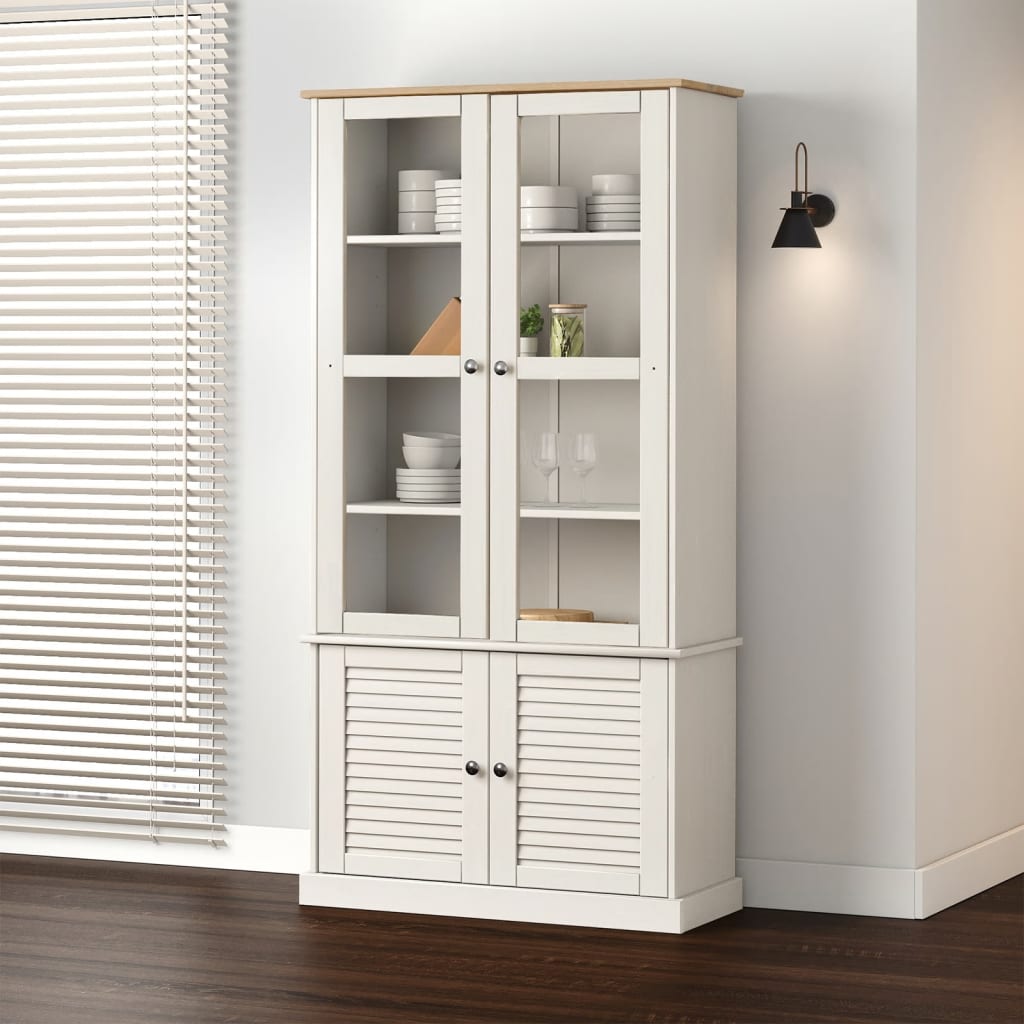 Prosklená Vitrína Vigo 85X35X170 Cm Masivní Borové Dřevo