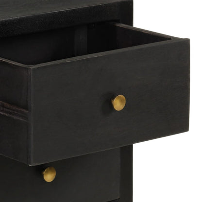 Příborník Černý A Zlatý 110X30X75 Cm Masivní Mangovníkové Dřevo