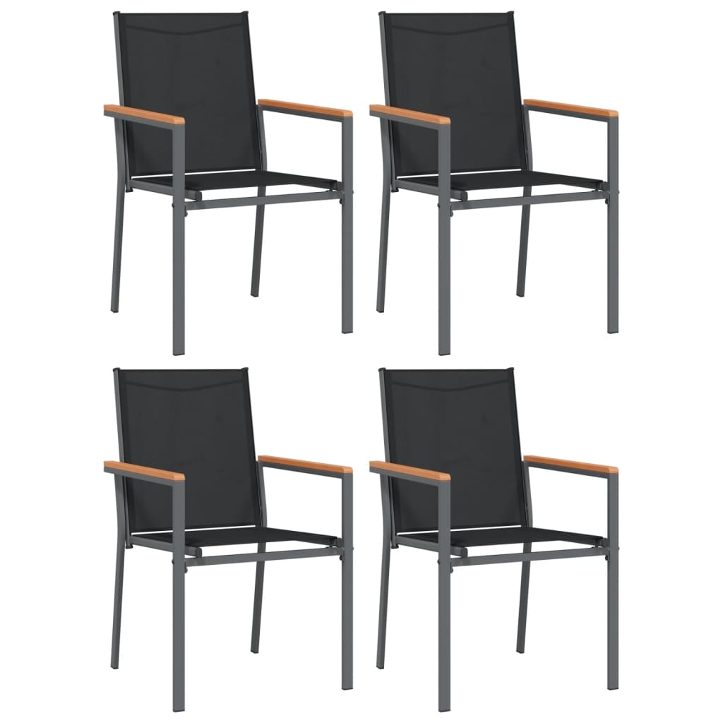 5Dílný Zahradní Jídelní Set Černý Textilen A Ocel
