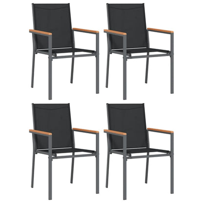 5Dílný Zahradní Jídelní Set Černý Textilen A Ocel