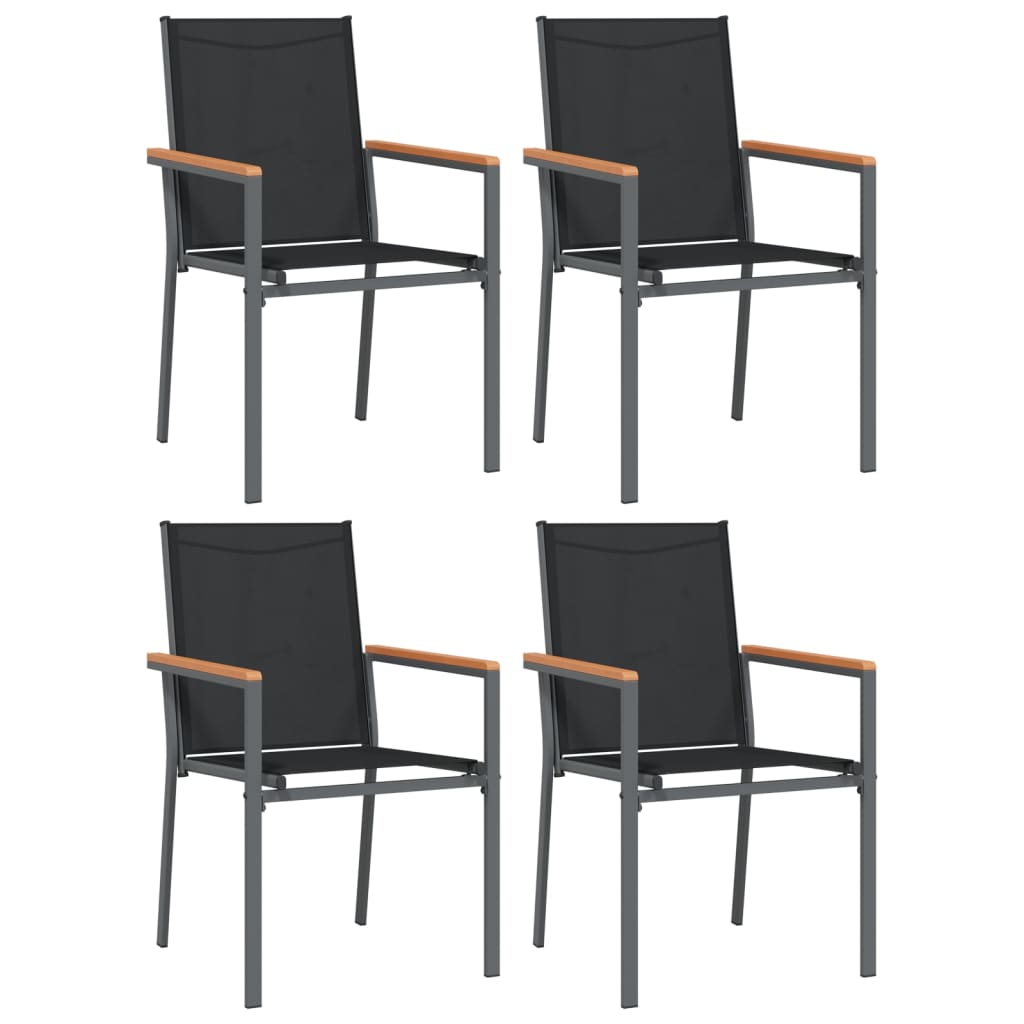 5Dílný Zahradní Jídelní Set Černý Textilen A Ocel