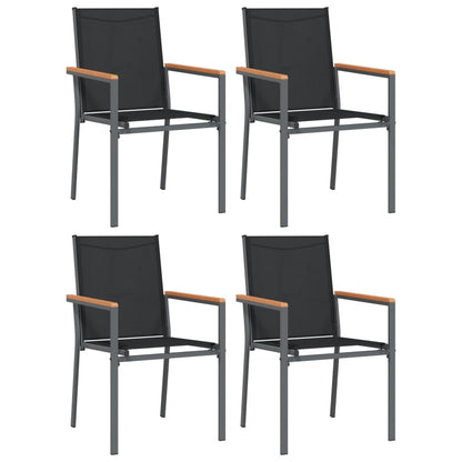 5Dílný Zahradní Jídelní Set Černý Textilen A Ocel