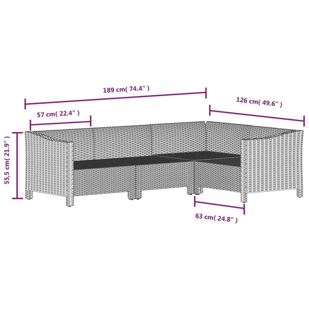 5Dílná Zahradní Sedací Souprava S Poduškami Šedá Polyratan