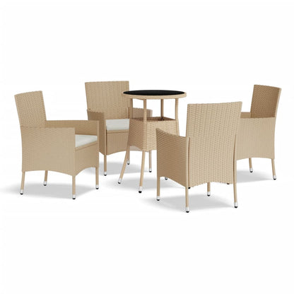5Dílný Zahradní Bistro Set S Poduškami Béžový Polyratan