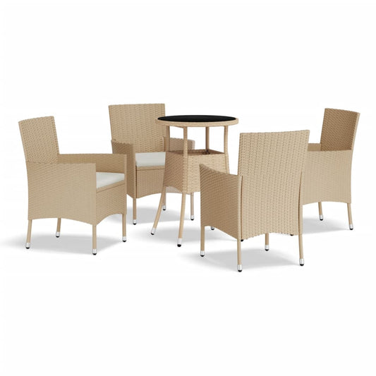 5Dílný Zahradní Bistro Set S Poduškami Béžový Polyratan
