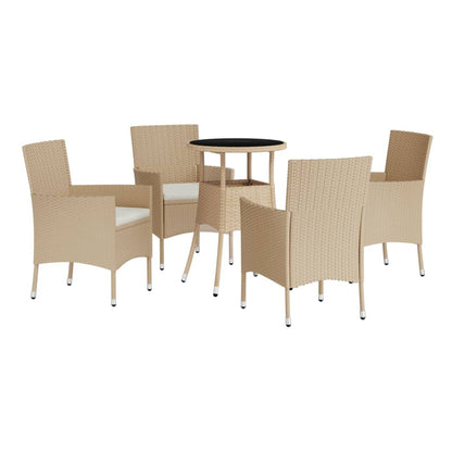 5Dílný Zahradní Bistro Set S Poduškami Béžový Polyratan