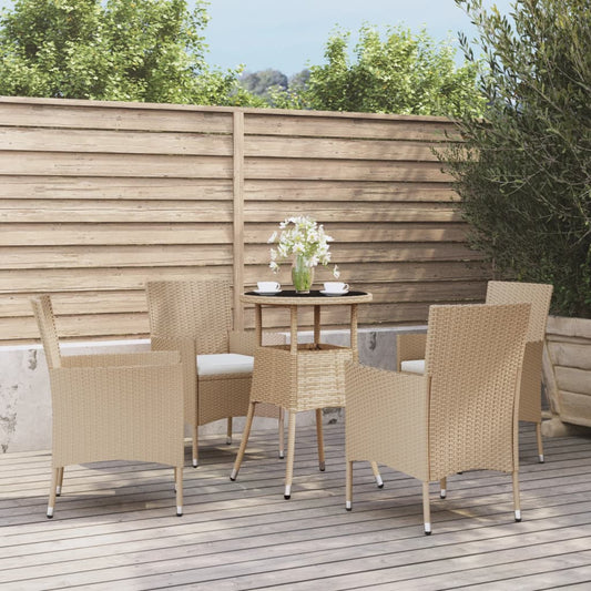5Dílný Zahradní Bistro Set S Poduškami Béžový Polyratan