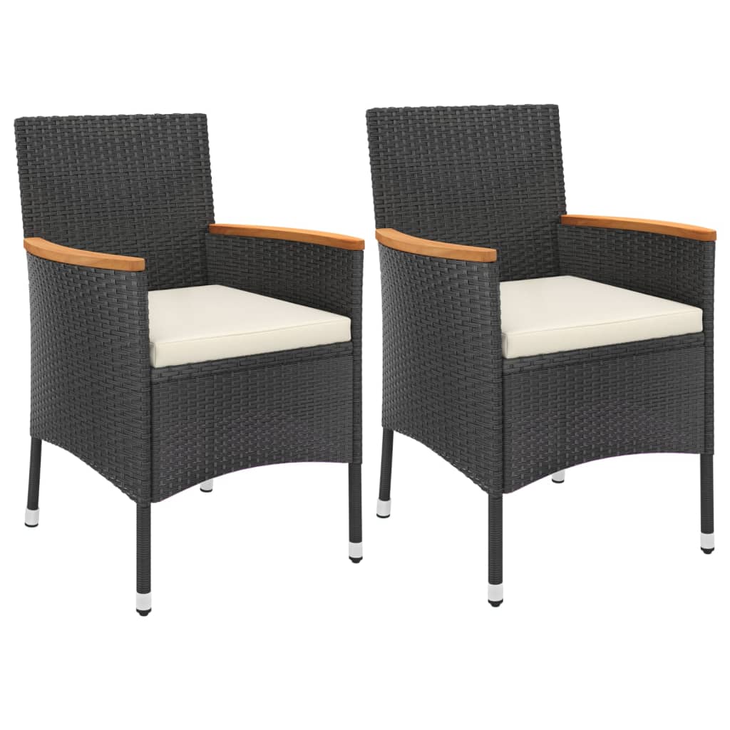 3Dílný Zahradní Bistro Set S Poduškami Černý Polyratan