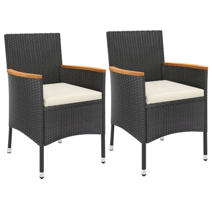 3Dílný Zahradní Bistro Set S Poduškami Černý Polyratan