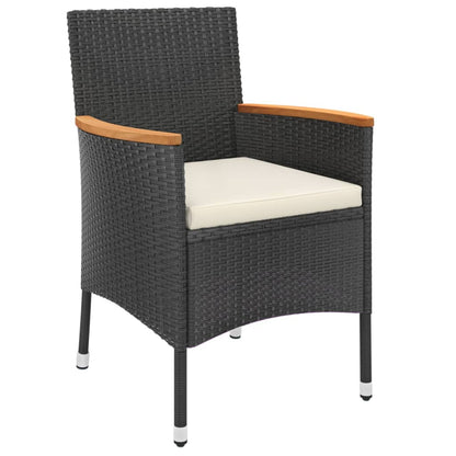 3Dílný Zahradní Bistro Set S Poduškami Černý Polyratan