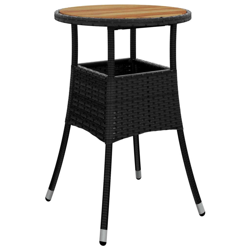 3Dílný Zahradní Bistro Set S Poduškami Černý Polyratan