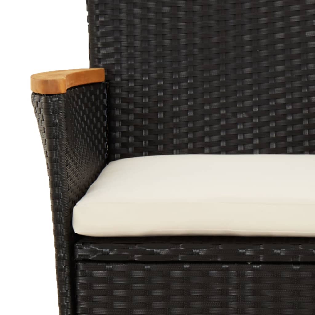 3Dílný Zahradní Bistro Set S Poduškami Černý Polyratan