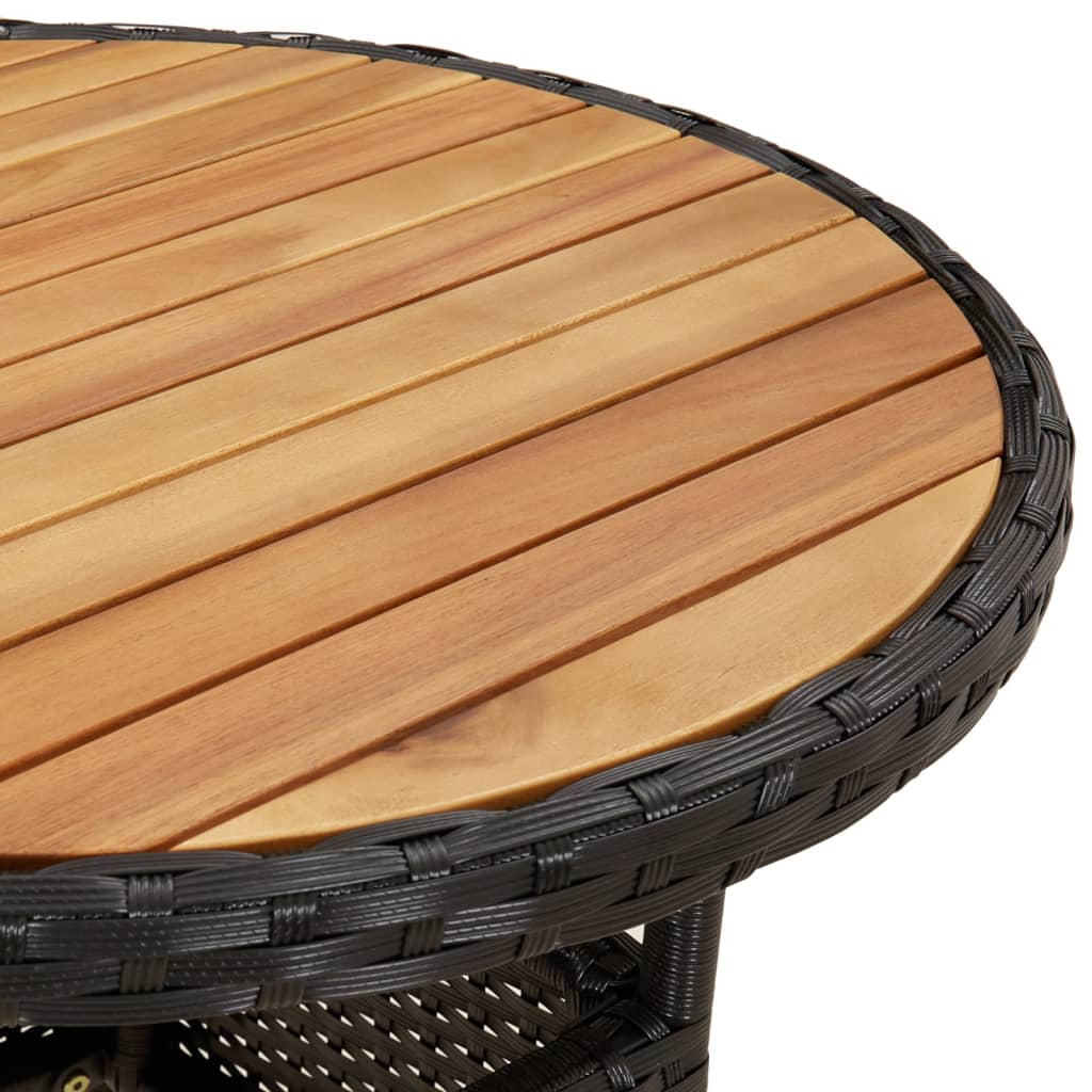 3Dílný Zahradní Bistro Set S Poduškami Černý Polyratan