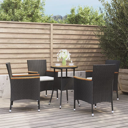 3Dílný Zahradní Bistro Set S Poduškami Černý Polyratan