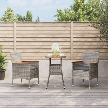 3Dílný Zahradní Bistro Set S Poduškami Černý Polyratan