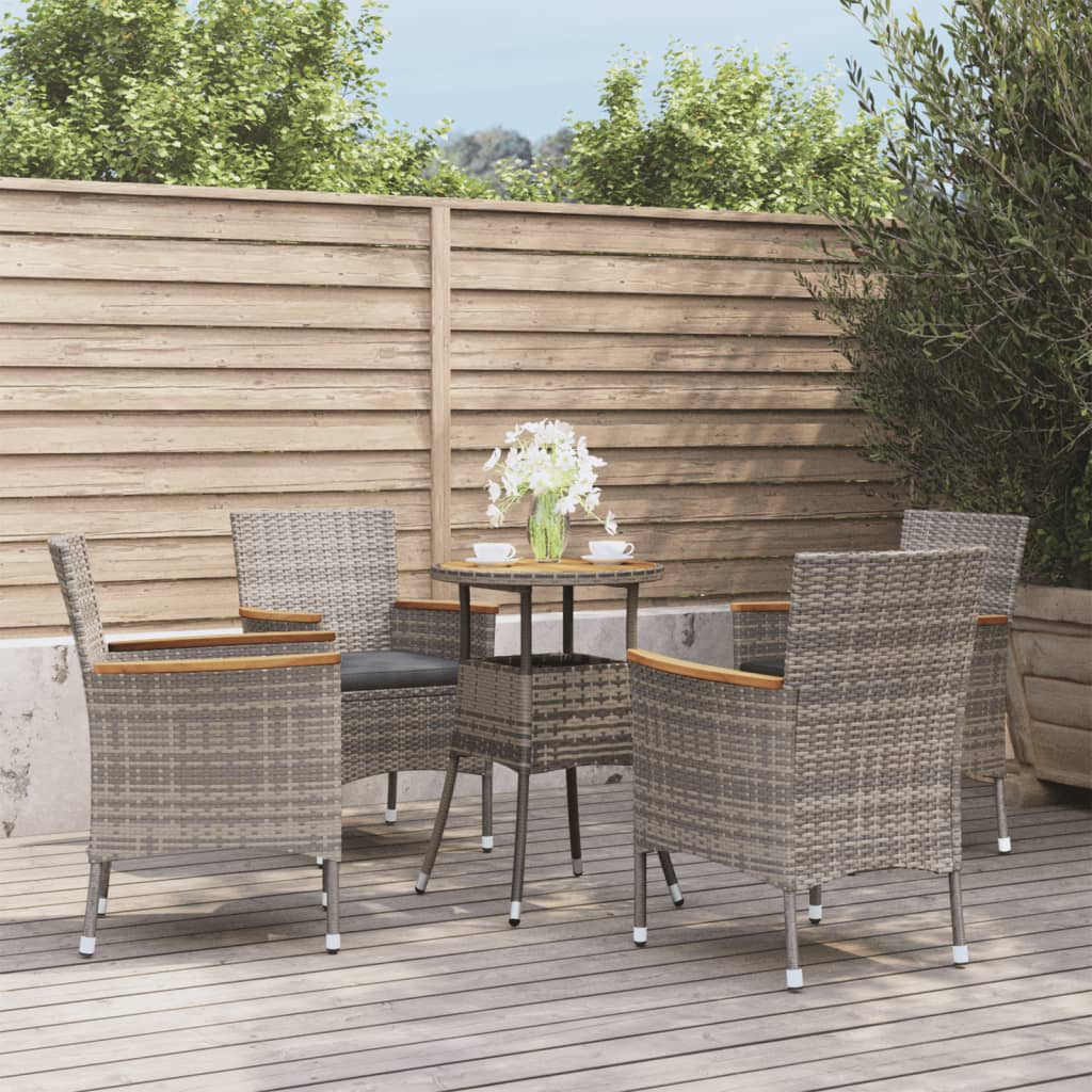 3Dílný Zahradní Bistro Set S Poduškami Černý Polyratan