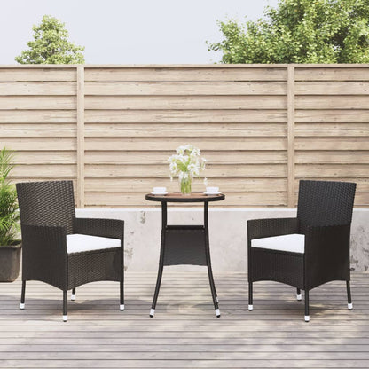 3Dílný Zahradní Bistro Set S Poduškami Černý Polyratan