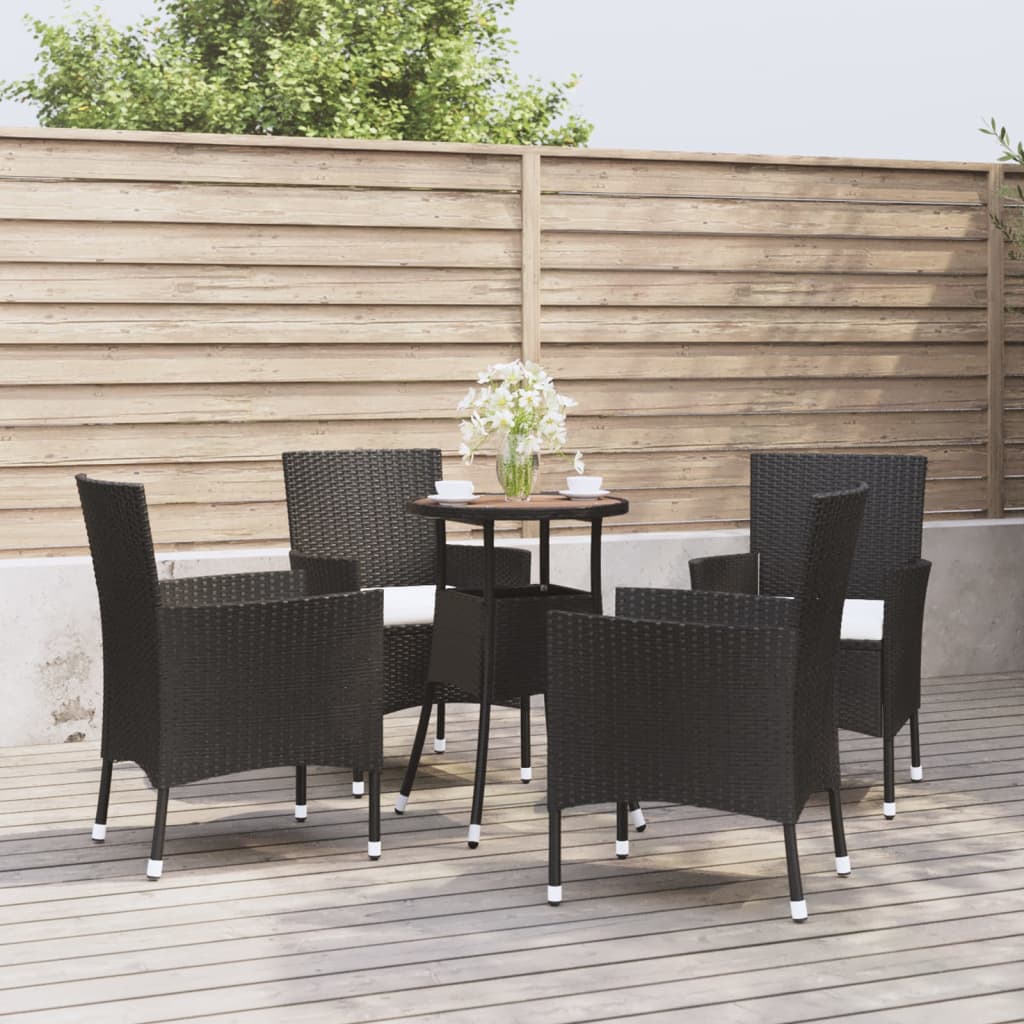 3Dílný Zahradní Bistro Set S Poduškami Černý Polyratan