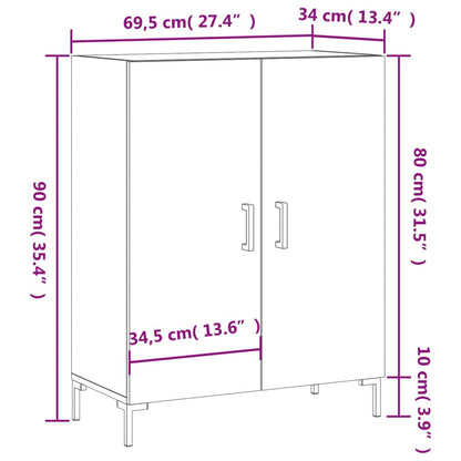 Příborník Betonově Šedý 69,5 X 34 X 90 Cm Kompozitní Dřevo