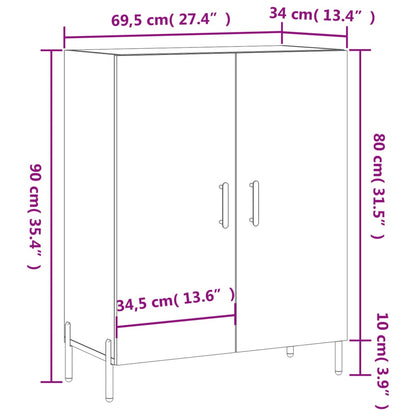 Příborník Dub Sonoma 69,5 X 34 X 90 Cm Kompozitní Dřevo