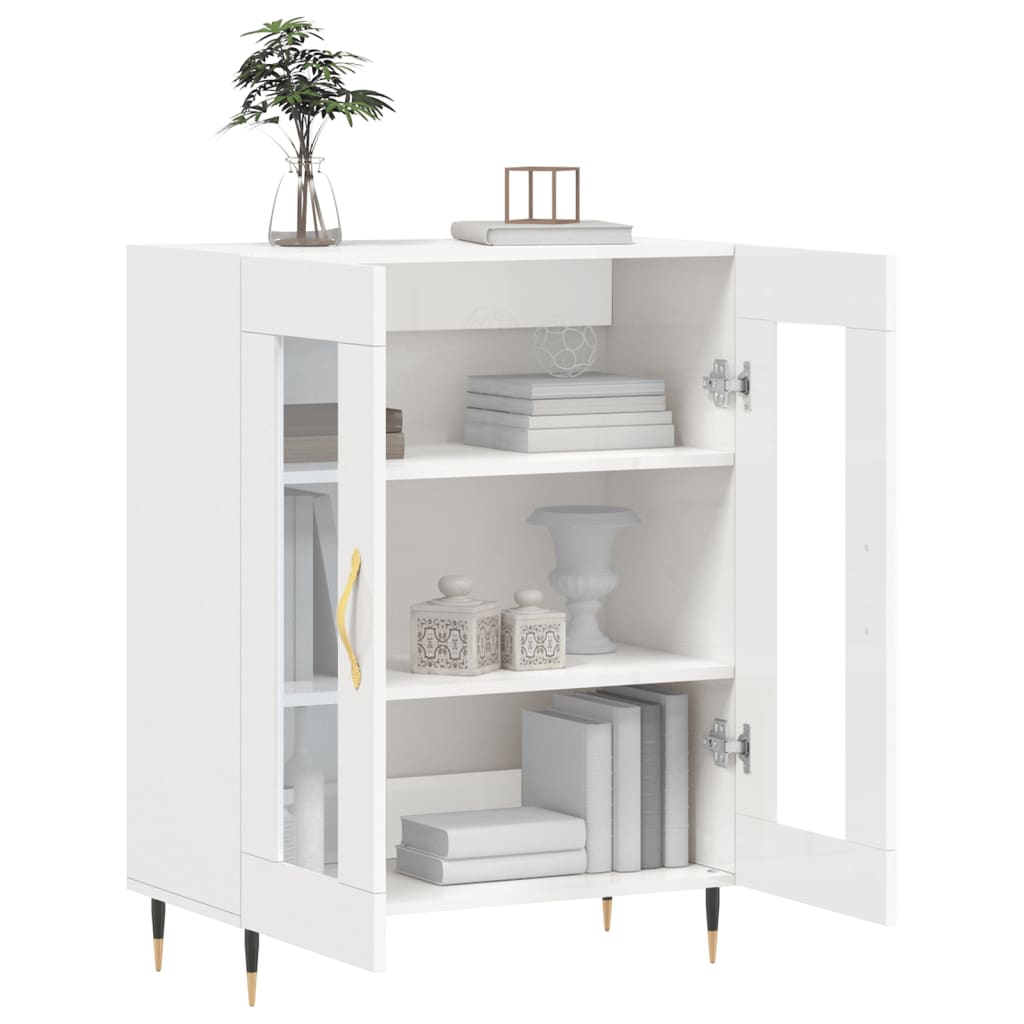Příborník Bílý S Vysokým Leskem 69,5X34X90 Cm Kompozitní Dřevo