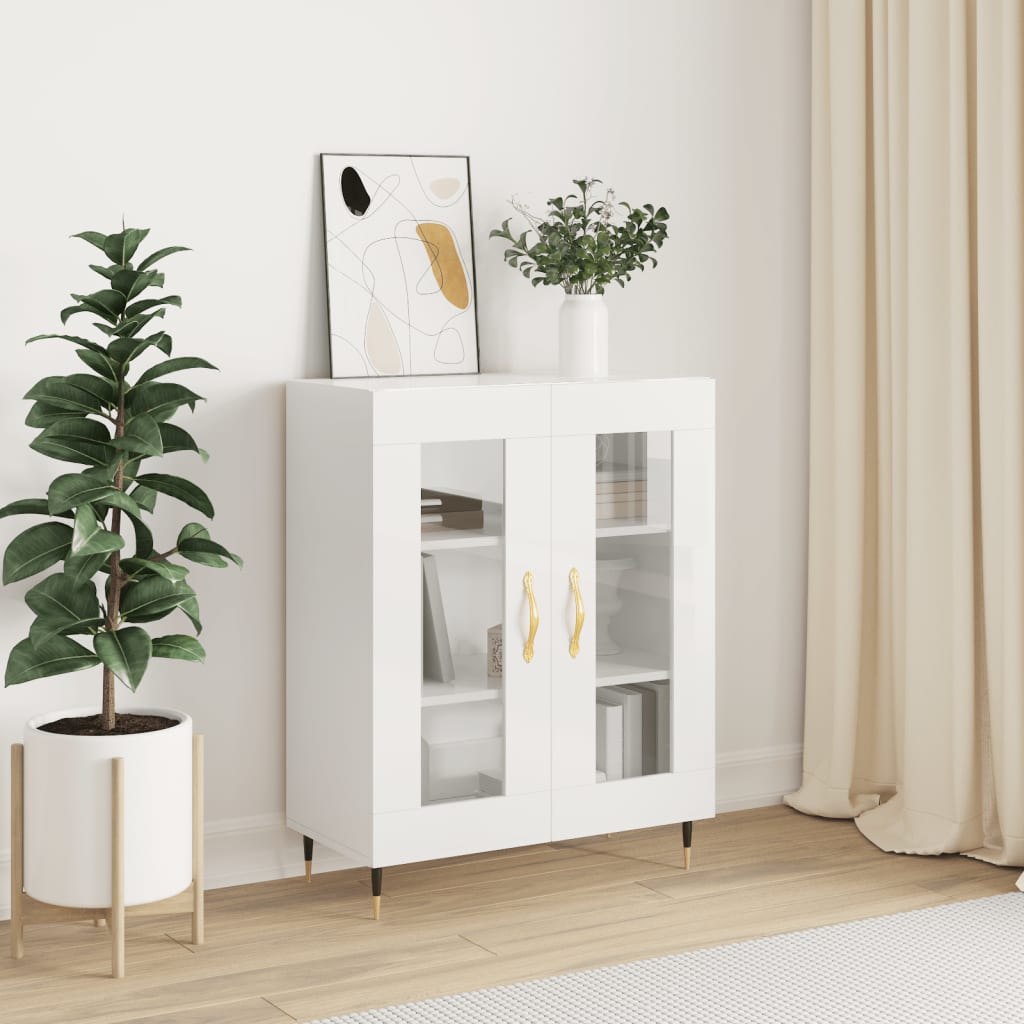 Příborník Bílý S Vysokým Leskem 69,5X34X90 Cm Kompozitní Dřevo