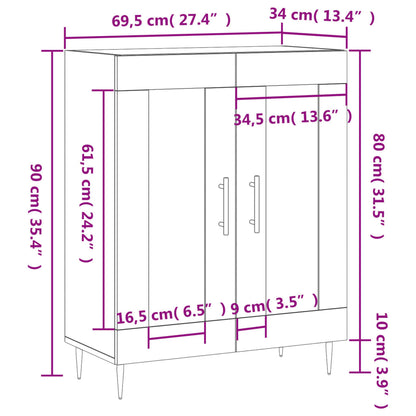 Příborník Bílý S Vysokým Leskem 69,5X34X90 Cm Kompozitní Dřevo