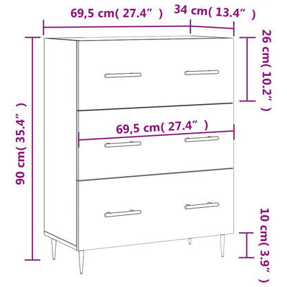Příborník Betonově Šedý 69,5 X 34 X 90 Cm Kompozitní Dřevo