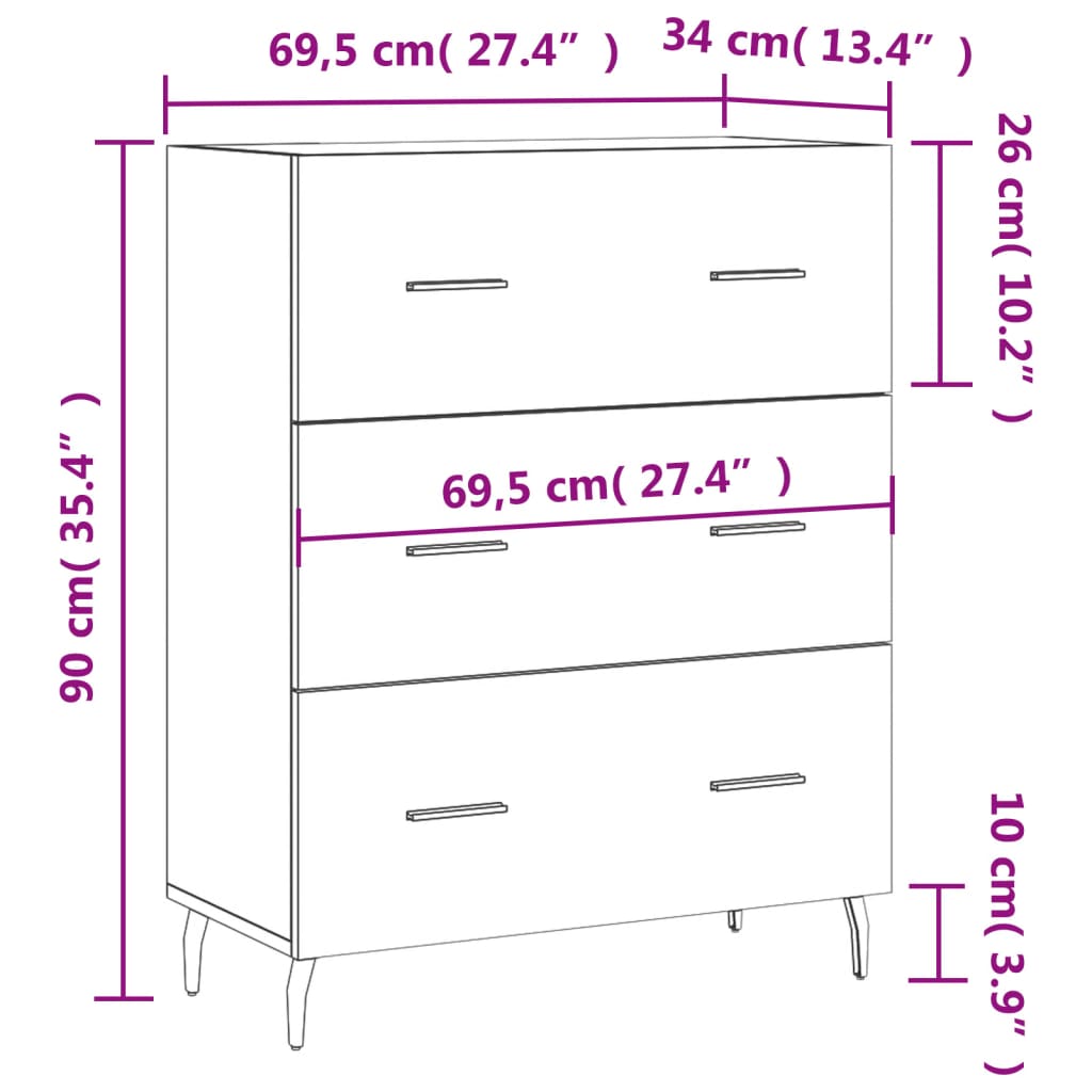 Příborník Bílý S Vysokým Leskem 69,5X34X90 Cm Kompozitní Dřevo