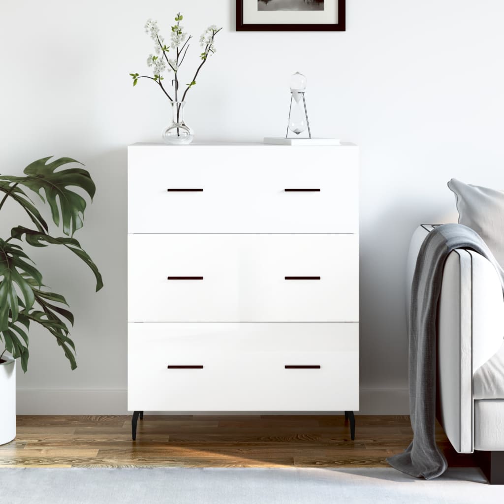 Příborník Bílý S Vysokým Leskem 69,5X34X90 Cm Kompozitní Dřevo