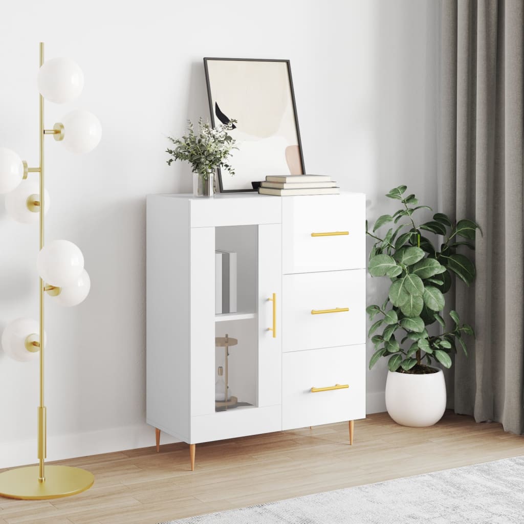 Příborník Bílý S Vysokým Leskem 69,5X34X90 Cm Kompozitní Dřevo