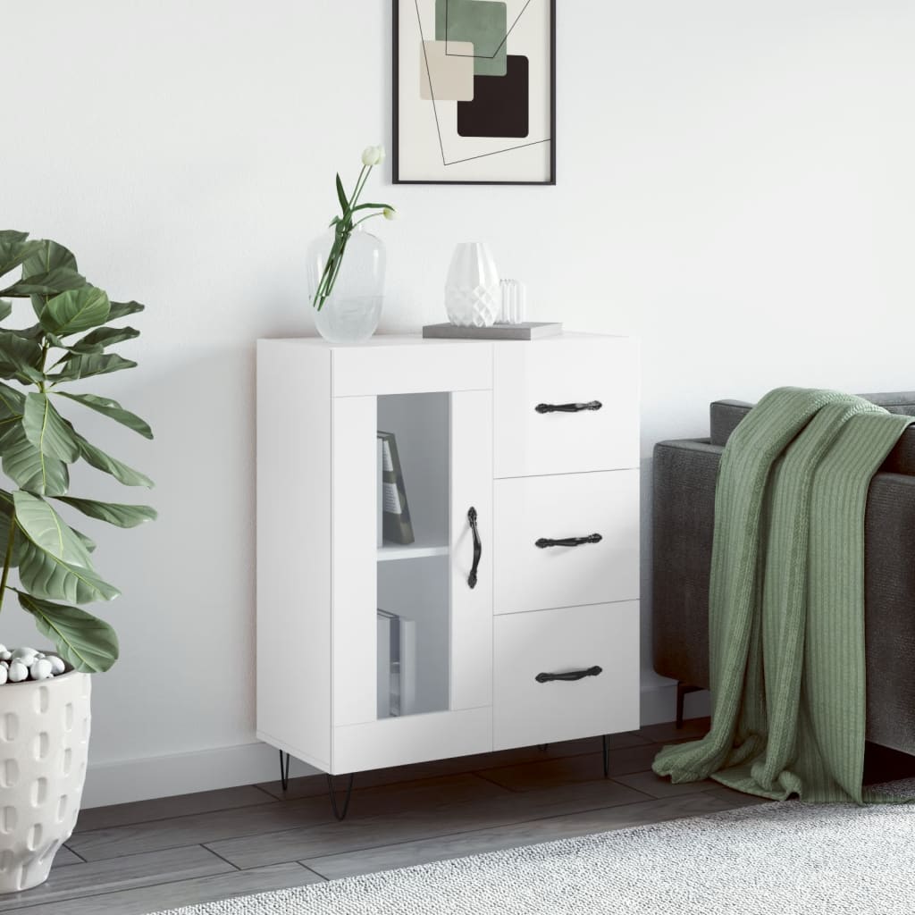 Příborník Bílý S Vysokým Leskem 69,5X34X90 Cm Kompozitní Dřevo