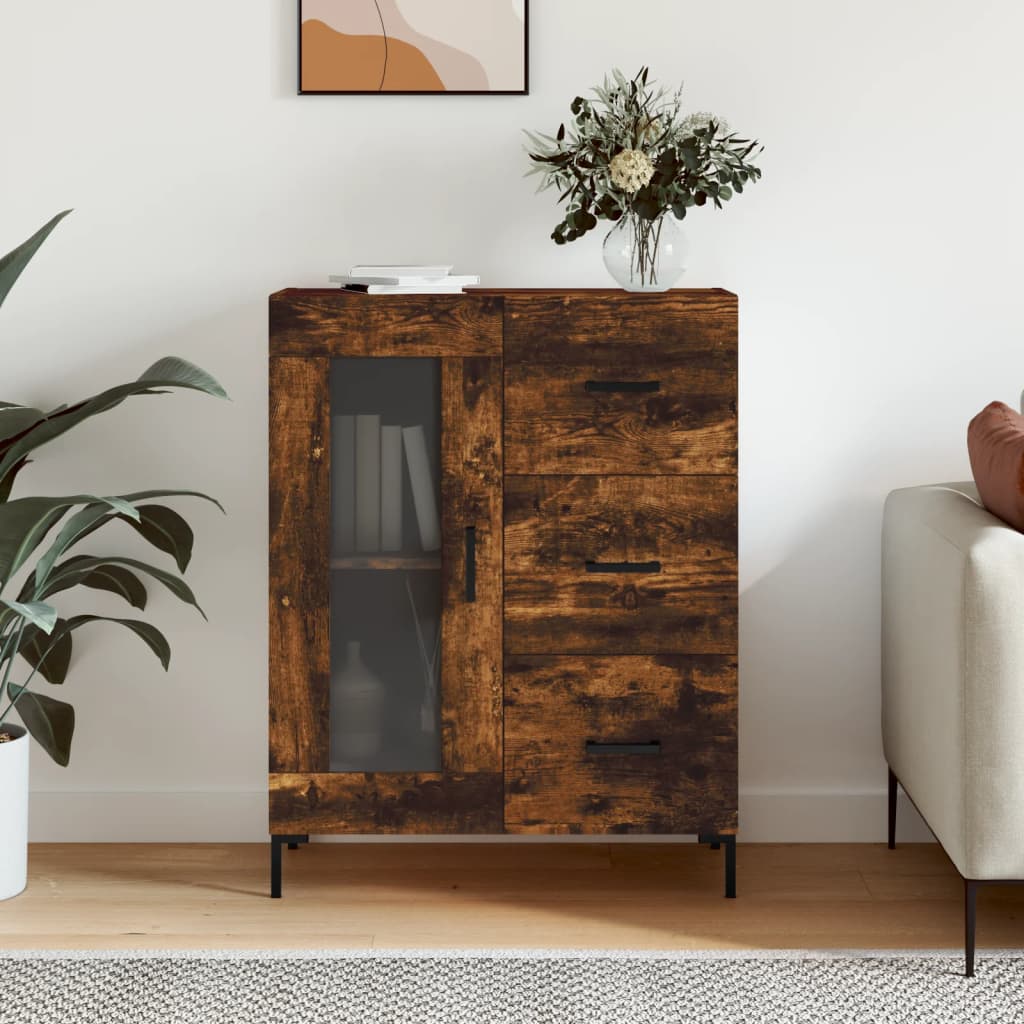 Příborník Šedý Sonoma 69,5 X 34 X 90 Cm Kompozitní Dřevo