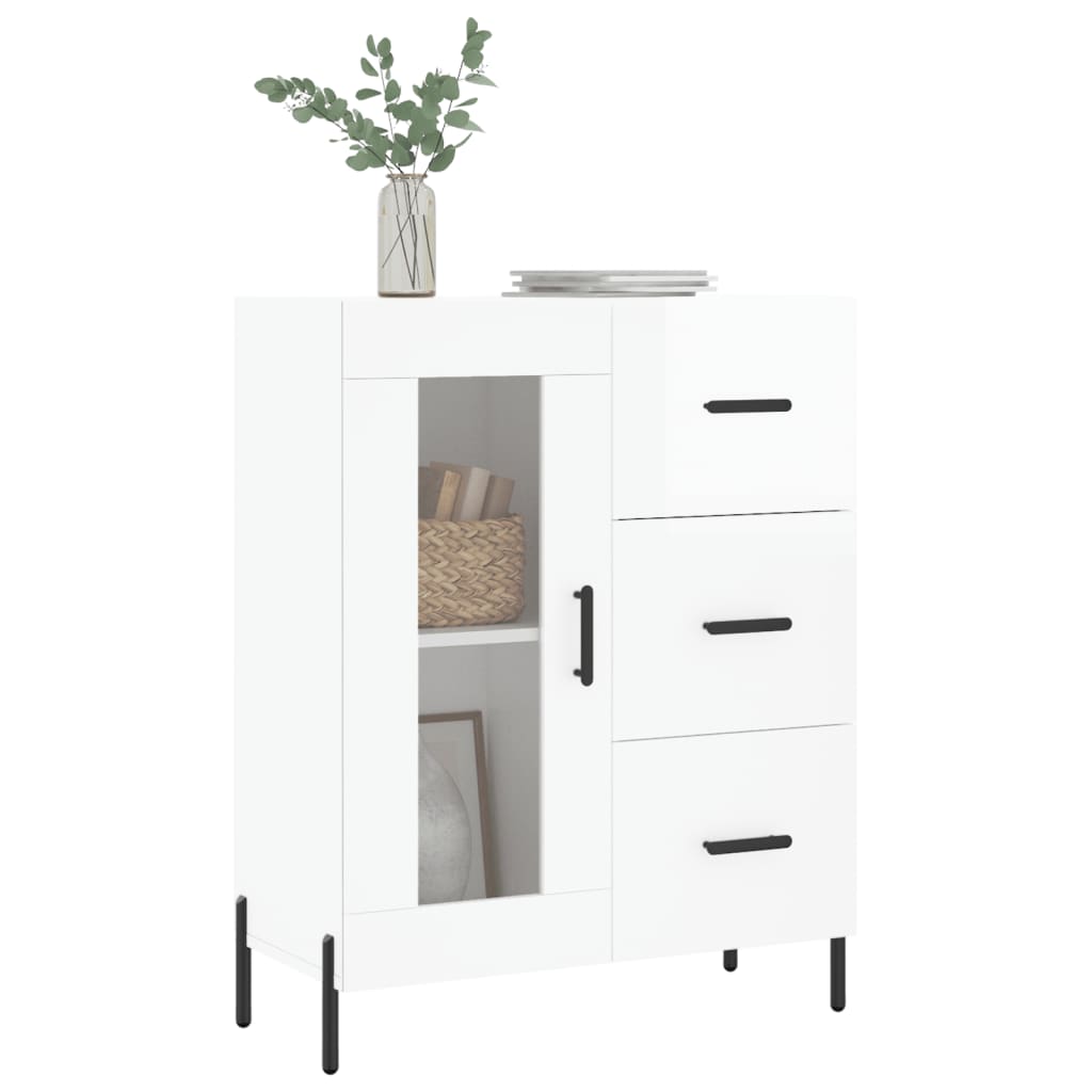 Příborník Bílý S Vysokým Leskem 69,5X34X90 Cm Kompozitní Dřevo