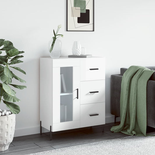 Příborník Bílý S Vysokým Leskem 69,5X34X90 Cm Kompozitní Dřevo