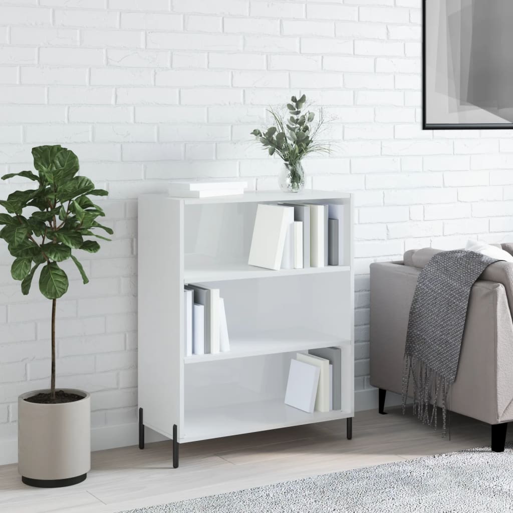 Policová Skříňka Lesklá Bílá 69,5X32,5X90 Cm Kompozitní Dřevo