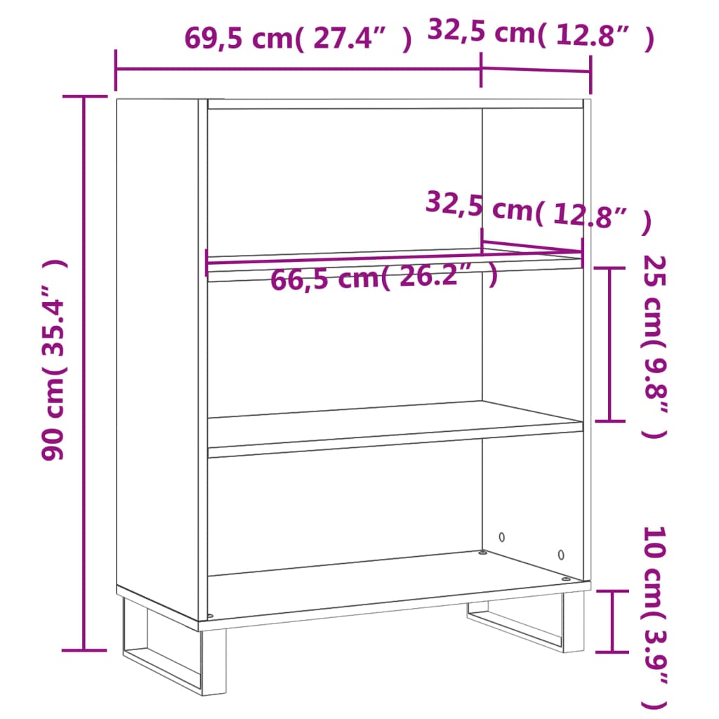 Policová Skříňka Betonově Šedá 69,5X32,5X90 Cm Kompozitní Dřevo