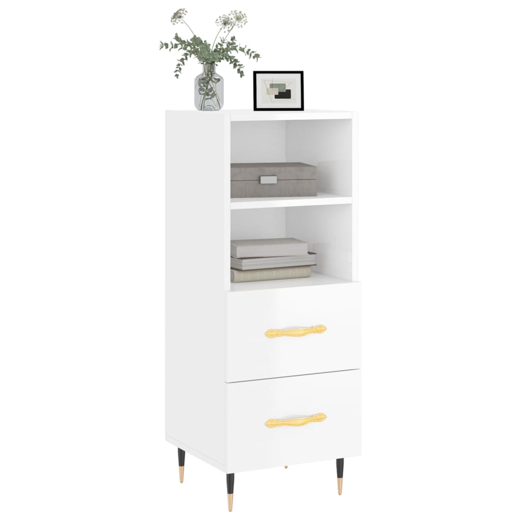 Příborník Bílý S Vysokým Leskem 34,5X34X90 Cm Kompozitní Dřevo