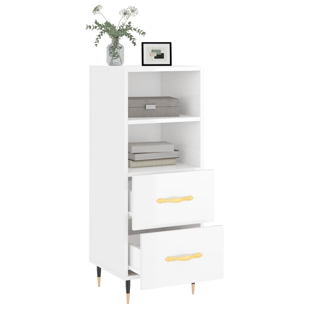 Příborník Bílý S Vysokým Leskem 34,5X34X90 Cm Kompozitní Dřevo