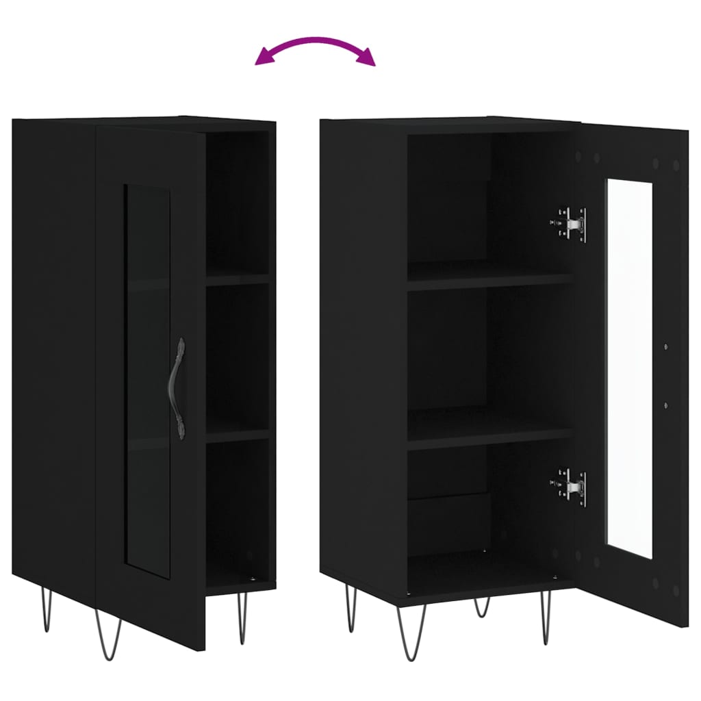 Příborník Černý 34,5 X 34 X 90 Cm Kompozitní Dřevo