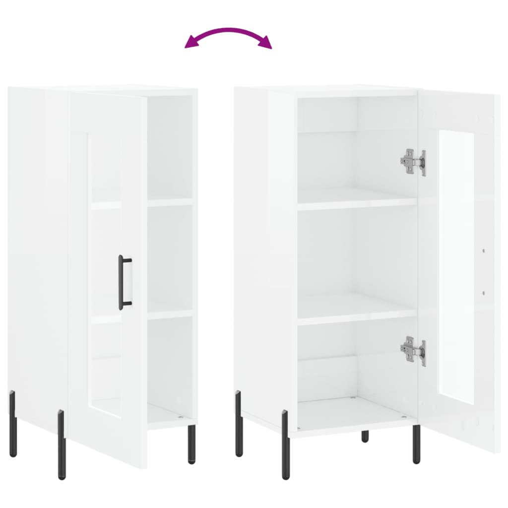 Příborník Bílý S Vysokým Leskem 34,5X34X90 Cm Kompozitní Dřevo