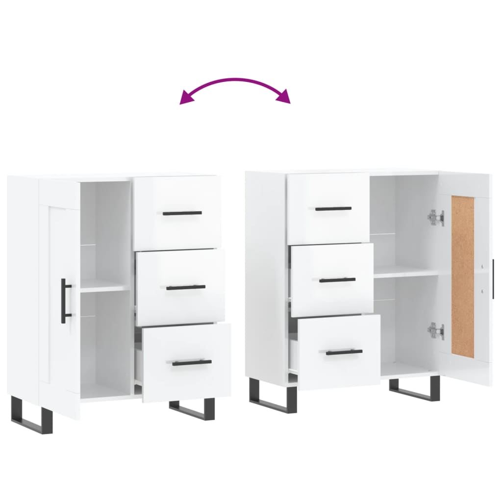 Příborník Bílý S Vysokým Leskem 69,5X34X90 Cm Kompozitní Dřevo