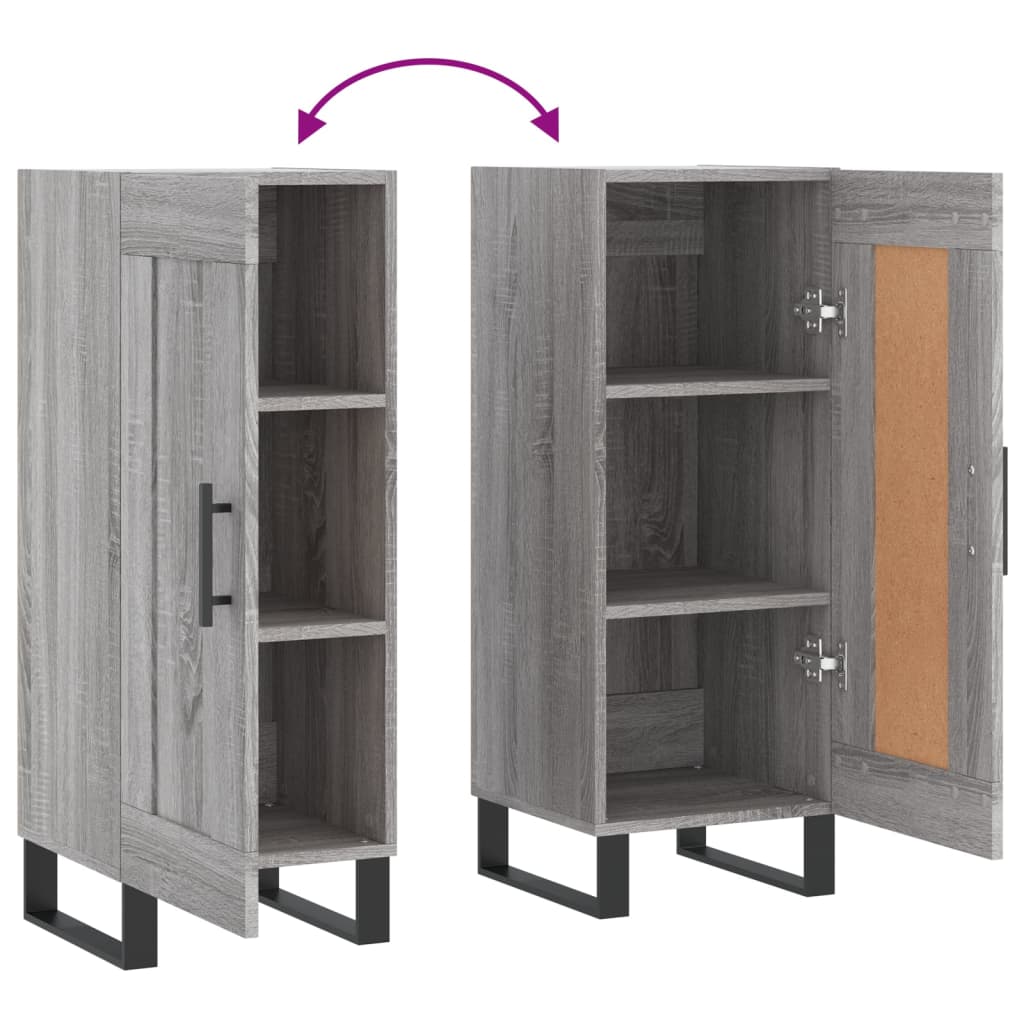 Příborník Šedý Sonoma 34,5 X 34 X 90 Cm Kompozitní Dřevo