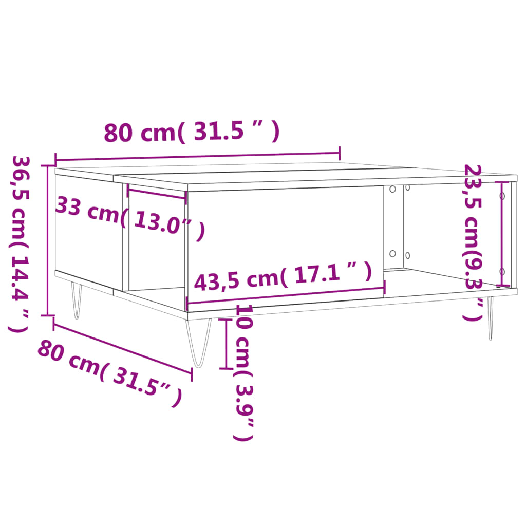 Konferenční Stolek Šedý Sonoma 80X80X36,5 Cm Kompozitní Dřevo
