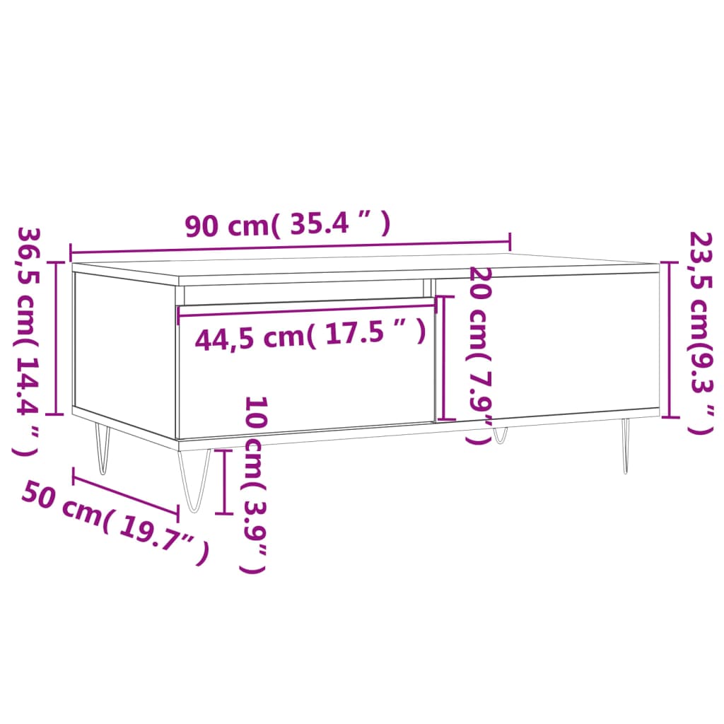 Konferenční Stolek Betonově Šedý 90X50X36,5 Cm Kompozitní Dřevo