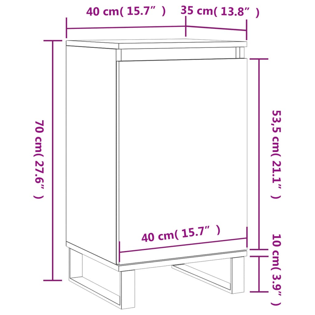 Příborník Betonově Šedý 40 X 35 X 70 Cm Kompozitní Dřevo