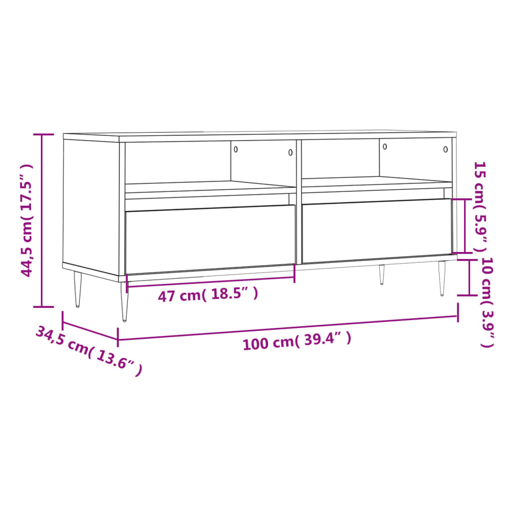 Tv Skříňka Šedá Sonoma 100 X 34,5 X 44,5 Cm Kompozitní Dřevo