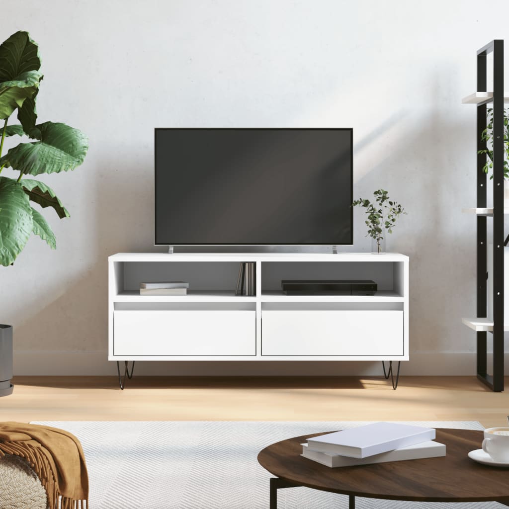 Tv Skříňka Bílá Vysoký Lesk 100X34,5X44,5 Cm Kompozitní Dřevo
