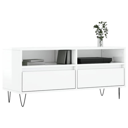 Tv Skříňka Bílá Vysoký Lesk 100X34,5X44,5 Cm Kompozitní Dřevo