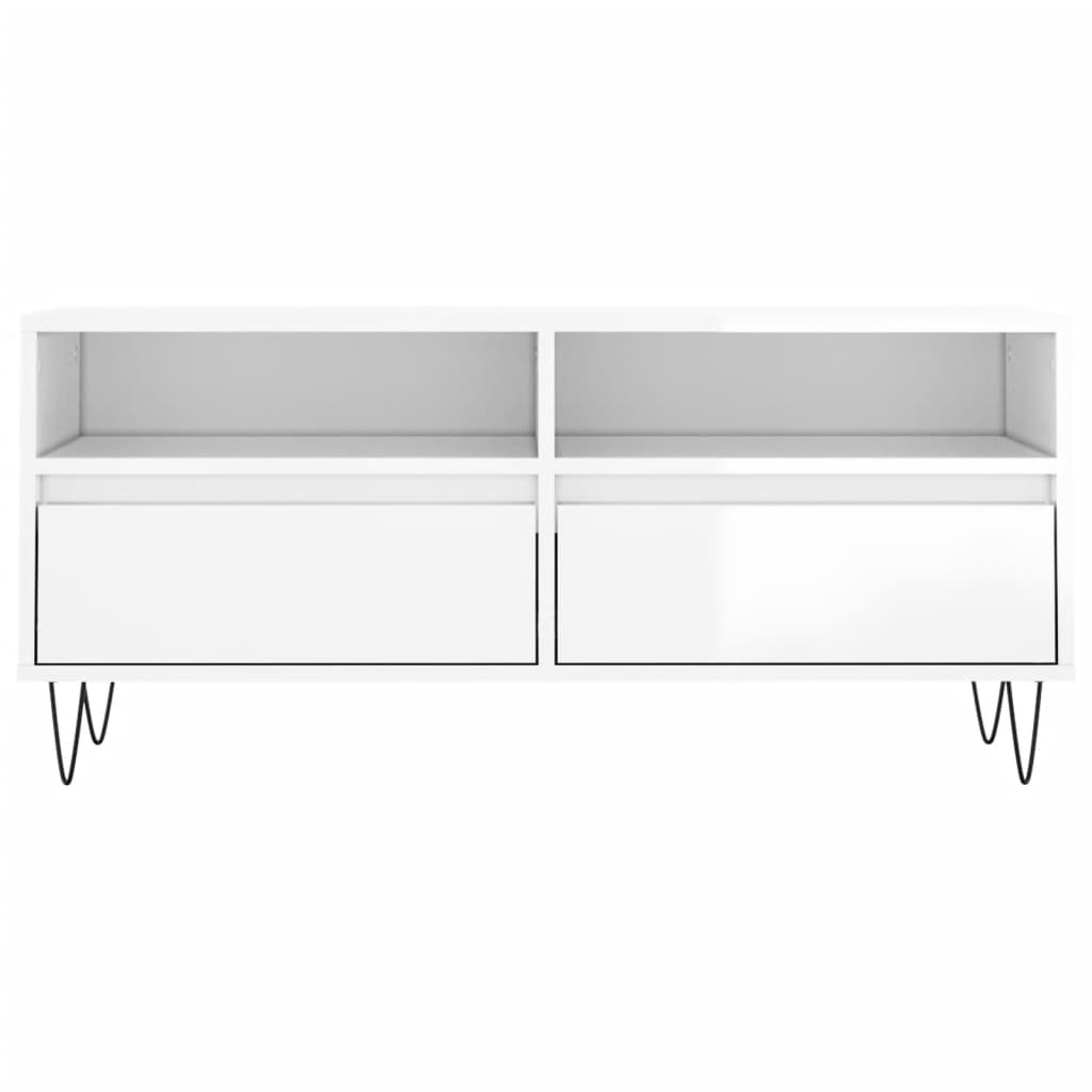 Tv Skříňka Bílá Vysoký Lesk 100X34,5X44,5 Cm Kompozitní Dřevo